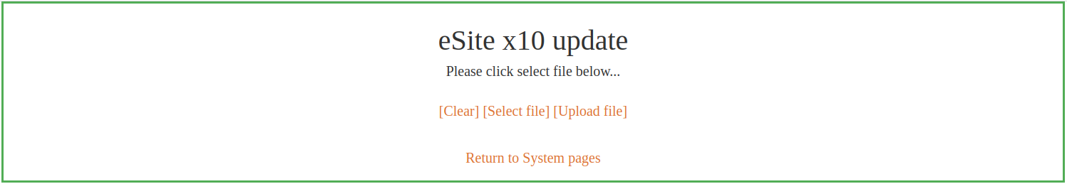 Figure A.6. eSite x10 System Update page.